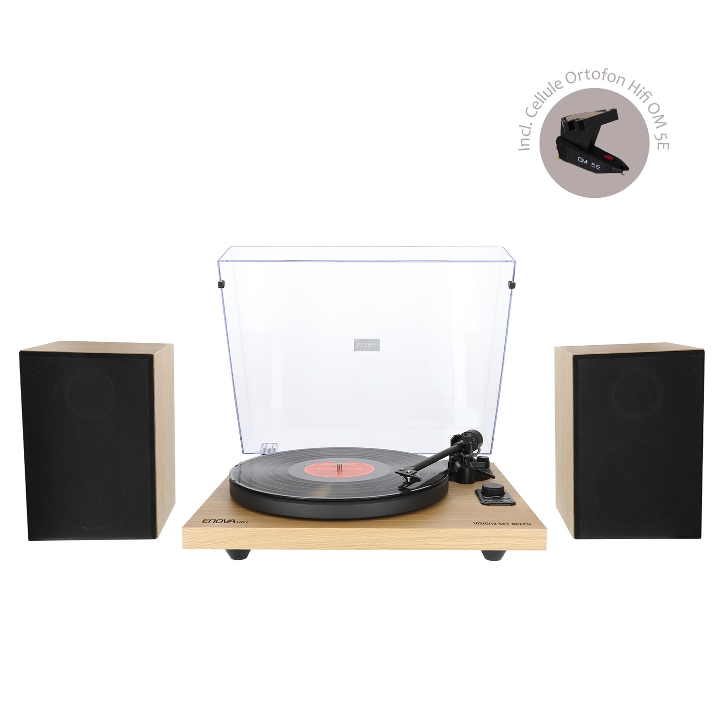 Enova - Platine Vinyle Hifi + Enceintes Finition Hêtre