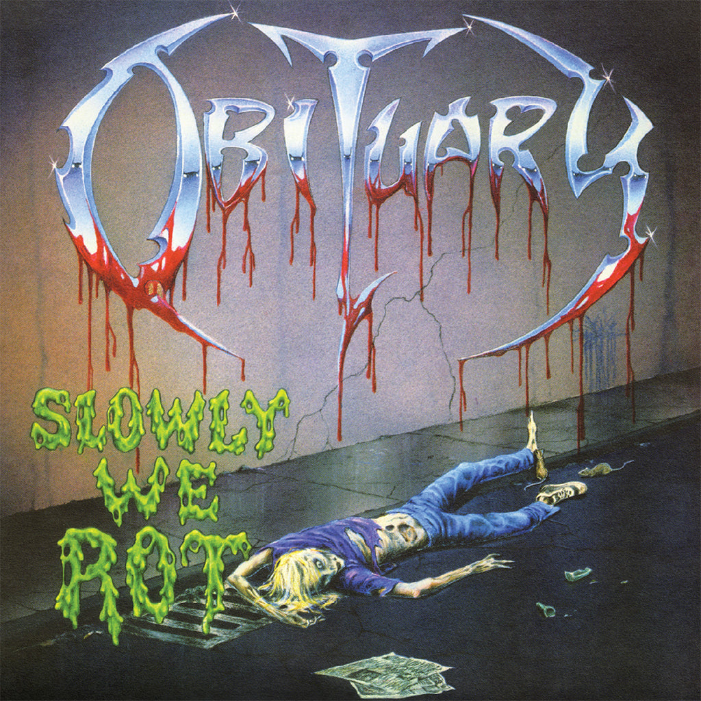 Obituary - Slowly We Rot | Milky Clear With Violet & Green Rot' Splatter Vinyl