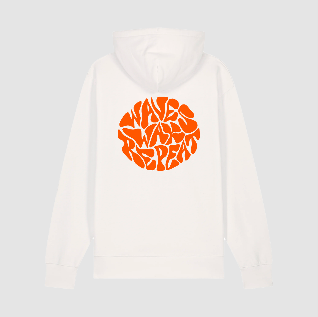 Hoodie Wave Wax Repeat Off White/ Orange