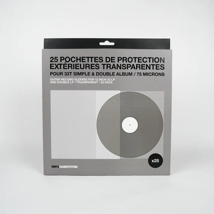 25 Pochettes Transparentes De Protection Extérieures 33T 75 Microns | Vinyl Care System