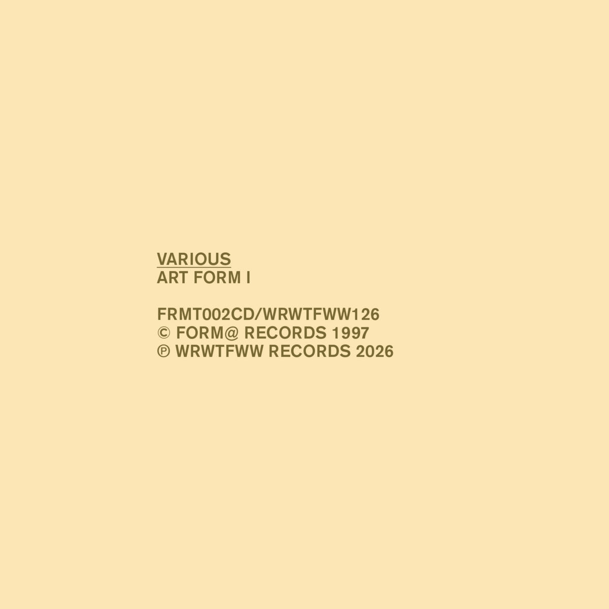 Various Artists - Art Form I | Limited Edition