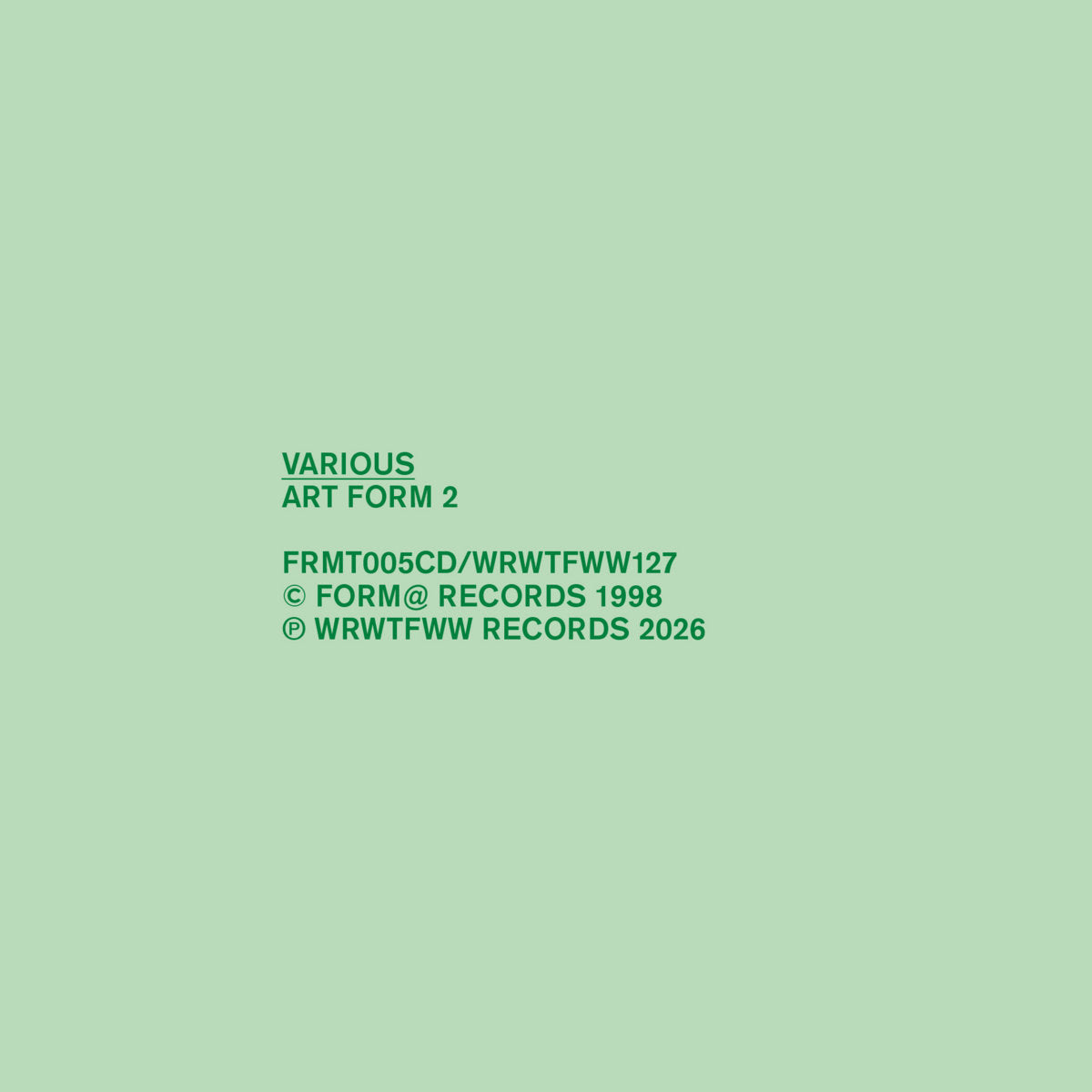Various Artists - Art Form II | Limited Edition