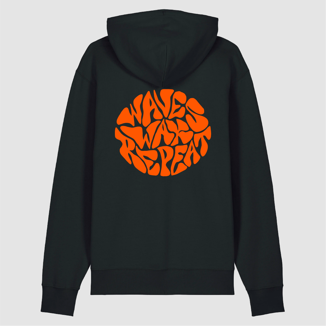 Hoodie Wave Wax Repeat Black / Orange