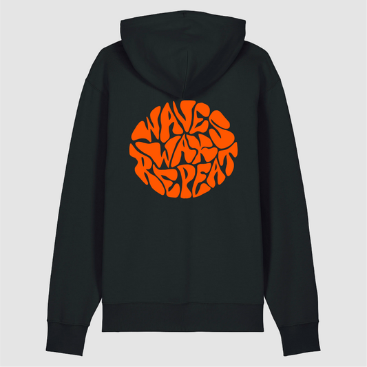 Hoodie Wave Wax Repeat Black / Orange