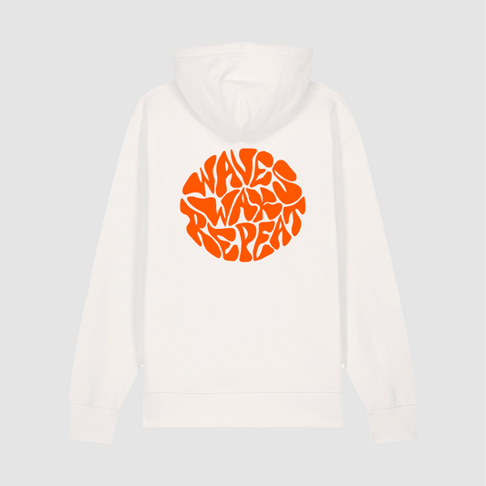 Hoodie Wave Wax Repeat Off White/ Orange