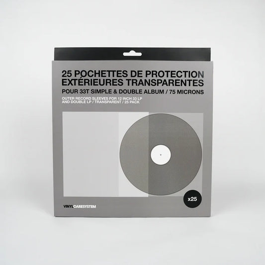 25 Pochettes Transparentes De Protection Extérieures 33T 75 Microns | Vinyl Care System